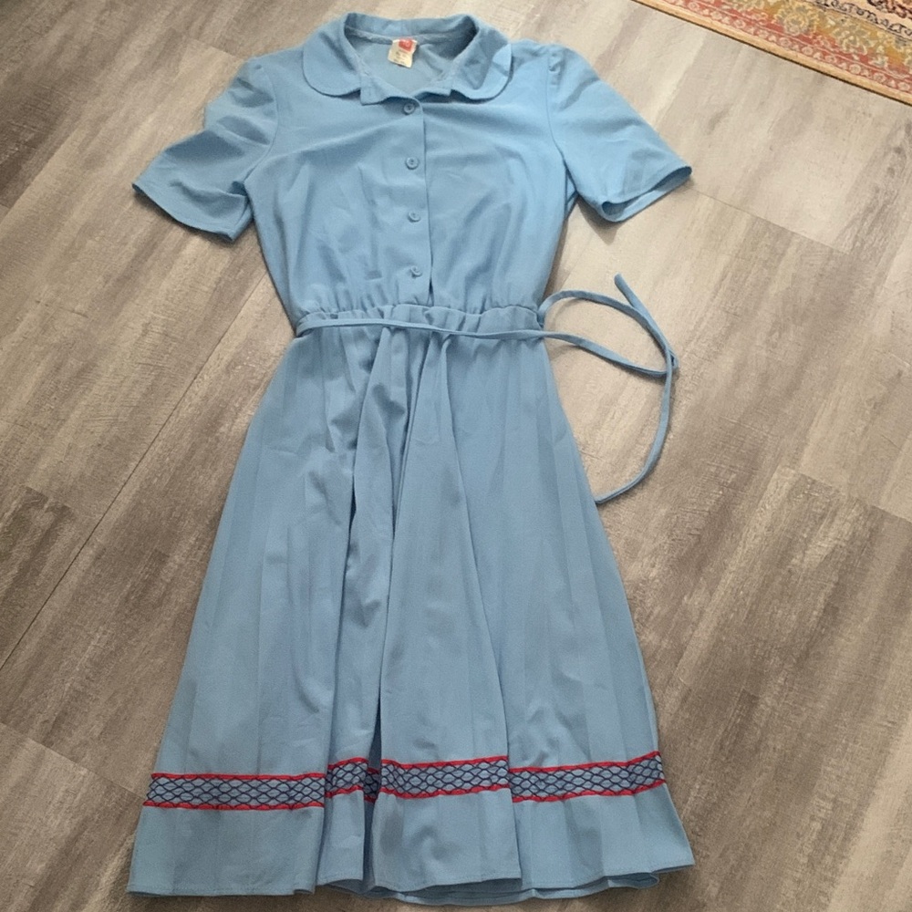 Vintage Elegant Blue Short Sleeve Dress